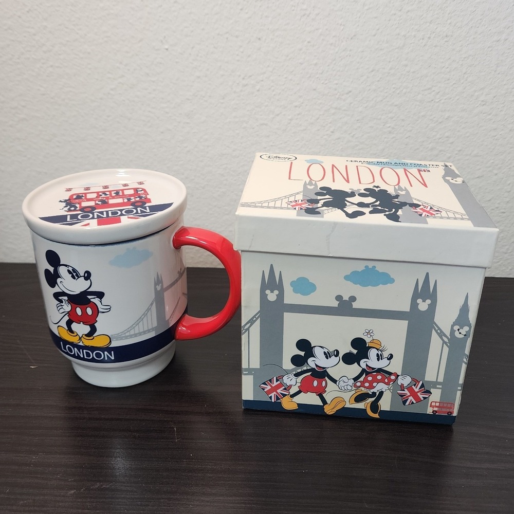 Disney Store London Mickey Mouse Ceramic Mug and Coaster Set with Box F784-1014